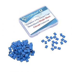 CQRobot 200 Pièces Bleu Standard Ordinateur Jumper Cap Header Pin Shunt Shorting 2P Connector Top Close 2,54mm. Utilisé pour Arduino Raspberry Pi PCB PC DVD HDD Projet de Court-Circuit. (CQRobot-FR, neuf)
