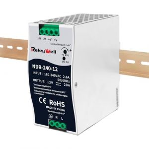 Alimentation pour rail DIN 12V,240W, 20A ; transformateur 230v vers 12v led, rail DIN, alimentation 12 volts, transformateur de sonnerie, ReleyWell, NDR-240-12 (DeXun, neuf)