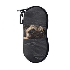 Binienty &Eacute;tui &agrave; lunettes souple, Pochette &eacute;tui sac &agrave; lunettes avec fermeture &eacute;clair avec clip de ceinture, portable, Carlin, taille unique (binientyEUR, neuf)