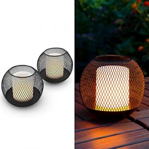 Navaris 2X Bougie LED Solaire Ext&eacute;rieur - Lot 2X Bougie Rechargeable par &Eacute;nergie Solaire - Lanterne &Eacute;cologique Jardin Terrasse Balcon - Vacillant (SX-Commerce, neuf)