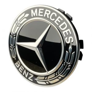 Mercedes-Benz Cache-moyeux | étoile avec couronne de laurier | Noir (VOLVO_MERCEDES Prime, neuf)