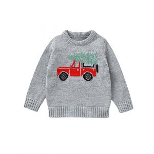 Caziffer Pull Noël Bébé Garçon Fille Pull de Noël Chaud Déguisement Noël Tricoté Pull Bbébé Col Rond Vêtement de Noël pour Bébé 6 Mois-3 Ans (Gris a, 12-18 Mois) (baixia, neuf)