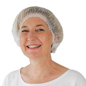 ARNOMED® Charlotte Cheveux Jetable 55 cm Blanc [100 PIÈCES] - Filet Cheveux Plastique pour OP, Cuisine & Hygiène - Bonnet à Usage Unique - Charlotte Alimentaire de Protection des Cheveux en Tissu (arnowa, neuf)