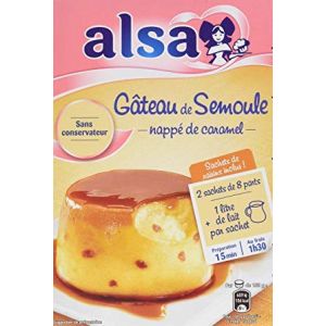 Alsa - Gateau de Semoule Caramel - Mélange pour pudding à la semoule avec raisins secs et sauce caramel - 414g (AbcMarket, neuf)