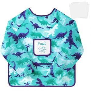 WERNNSAI Tablier Peinture Enfant, Gar&ccedil;on Dinosaure Blouse Peinture Enfants de 2-8 ans, Imperm&eacute;ables Cr&eacute;atif Tablier &agrave; Manches 3 Poches, Tabliers Cuisine Enfant pour Manger Art Cuisine (Nuoly, neuf)
