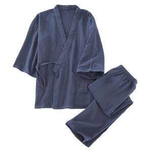 G&eacute;n&eacute;rique Kimono Japonais Homme Pyjama D&eacute;contract&eacute; Ensemble 2 Pi&egrave;ces Respirant & Confortable V&ecirc;tement Zen M&eacute;ditation Costume Traditionnel Asiatique (Dark Gray, M) (Merlie1, neuf)