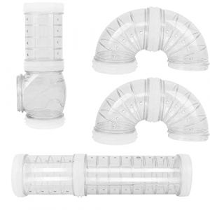 Shiwaki Ensemble de 4 Tubes pour Hamster Tunnel Cage Tube Accessoire pour Souris et Autres Petits Animaux (Transparent) (YUHOO-EU, neuf)