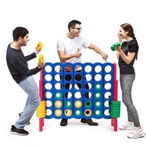 COSTWAY Jeux Puissance 4 Géant Enfants avec 42 Jetons, Jeu de Société Ludique & Éducatif avec Porte-Anneaux, Levier de Réinitialisation, Utilisation Intérieur et Extérieur (FDS GmbH, neuf)