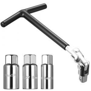 zrfgbxim 1 Cl&eacute; &agrave; Bougie & 3 Cl&eacute;s &agrave; Bougie d'Allumage Douilles 16/18/21 mm, Universelle Cle a Bougies en T, Cl&eacute;s &agrave; Douille Flexibles pour Voiture Moto Extracteur de Bougies (Shenzhen Xingyu Lei Technology Co., neuf)