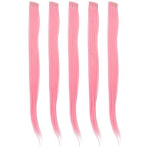 Yechiry 5 Pi&egrave;ces Pince D'extension de Cheveux Color&eacute;e Pince &agrave; Postiche, Emballage Individuel &agrave; Cheveux Droite dans le Postiche, env. Longueur de 21,65 Pouces, pour Femmes/hommes (rose clair) (Unisemnn, neuf)