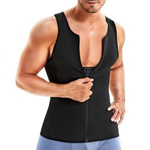 Junlan Gaine Ventre Plat Homme Teeshirt Perko Débardeur Sculptant Homme T Shirt Compression Minceur Top Maintien Ventre Homme(Noir,Medium) (Junlan FR, neuf)