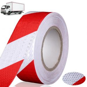 XSHAO&reg; Bande R&eacute;fl&eacute;chissante Autocollante 25 m x 5 cm Ruban Reflechissant Adhesif Rouge et Blanc Ruban de Signalisation pour Marquage D'avertissement S&eacute;curit&eacute; (XSHAO, neuf)