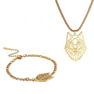 EUEAVAN Bracelet Viking Animal Tête de Loup Lovers Creux Vintage Bracelet Woodland Forest Amulette Classique Celtique Nature Charm Bijoux Garçon Homme, Acier inoxydable, Pas de gemme (EUEAVAN, neuf)