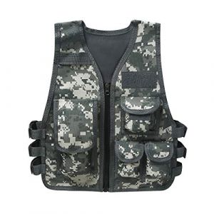 Gilet de Pêche pour Enfant Garçon Fille Gilet Photographe Multipoches Camouflage Veste sans Manches Manteau Réglable Jeux Extérieurs de Chasse de Combat Camping (xiaodanshangdian, neuf)