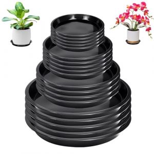 Dulynva Lot de 20 Soucoupe Pot Fleur Plastique Coupelle Pot de Fleur Soucoupes pour Pots de Fleurs 21cm/17cm/15cm/11cm Dessous Pot de Fleur Soucoupe Rondes pour Int&eacute;rieur, Ext&eacute;rieur, Jardin (Noir) (MARIOS PLOUTARCHOU, neuf)