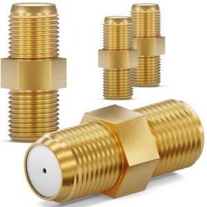 HB-DIGITAL Lot de 4 c&acirc;bles coaxiaux satellites professionnels - Connecteur F - Fiche F - Pour c&acirc;ble TV, c&acirc;ble d'antenne satellite, 2 prises F - Largeur - Plaqu&eacute; or (HB-DIGITAL, neuf)