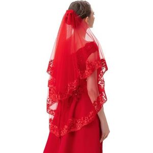 MAOSHYMS Robe de Mari&eacute;e en Dentelle Longue,Voile de Mari&eacute;e Halloween,Mari&eacute;e Voile Gothique, pour Halloween, Carnaval, Cosplay et No&euml;l (Rouge) (maoshengparty, neuf)