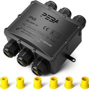 PEBA® Boîte de dérivation étanche IP68 - Etanche Boîte de Jonction - Boîtier de raccordement électrique 6 voies pour câble de Ø4-14mm - Connecteurs de Câbles Étanches,Parfait pour câble extérieur (PEBA-EU, neuf)