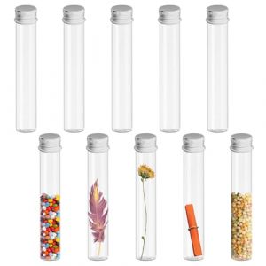 TTQiAnJ 10 Pièces Transparent Tubes à Essai Eprouvettes,Tubes à Essai Avec Couvercle Plastique 45ml pour Fleurs,Bonbons,Épices (TQiAnJ, neuf)