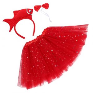 WOFASHPURET 1 Ensemble De Jupes Et -Têtes En Forme De Poisson De Mer Coiffures Pour Enfants En Forme De Poisson Doré De Fête Pour Animaux Marins Costume De Tête De Poisson (Leiyun, neuf)