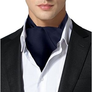 Remo Sartori Homme Uni Cravate Ascot Foulard, 100% Soie, doubles-point&eacute;es (Bleu) (Remo Sartori, neuf)