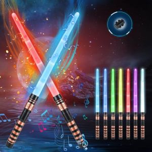 2 Pièces Sabre Laser pour Enfants, 7 Couleurs Sabre Lumineux avec Effets Sonores, 2 en 1 Sabre Laser Lumineux, Lightsaber pour Enfants, Epées Laser Télescopiques, Sabre Laser pour Cosplay Halloween (Punchline, neuf)
