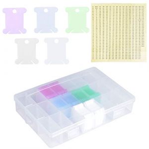 Volumoon 150 Pi&egrave;ces Bobines de Fil &agrave; Broder en Plastique, avec Bo&icirc;te de Rangementavec 24 Grilles et Autocollants Num&eacute;rot&eacute;s, Organisateurs de Fils &agrave; Broder pour r Bricolage et Accessoires de Rangement (VEDETAS & PAGENS - UNIPESSOAL LDA., neuf)