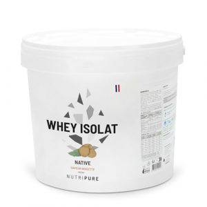 Nutripure | Whey Isolate Native en Poudre | Complément Alimentaire à base de Protéines de lait | Développement Musculaire & Musculation | 85% Protéines, 19% BCAA, 40% EAA | Noisette | 2 KG | France (NUTRIPURE, neuf)