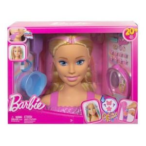 pour Barbie Color Reveal - Tete a coiffer Chevelure Blonde, meches Pastel - Plus de 20 Accessoires de Coiffure - Set Poupee et Carte Tigre (natouneboutic, neuf)