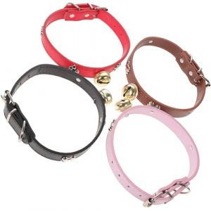 Gatuida Lot de 4 Colliers R&eacute;glables pour Animaux de Ferme avec Cloches Taille L en Nylon Robuste Couleurs Rouge Noir Rose et Marron Collier de Ch&egrave;vre Accessoires pour Moutons et B&eacute;tail en (Queenie ruy, neuf)