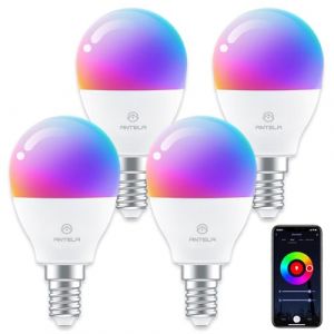 ANTELA Ampoule Connect&eacute;e WiFi G45 E14 4.5W Ampoule LED Intelligente RGB+CCT 2700K-6500K Compatible avec Alexa, Google Home, T&eacute;l&eacute;commande, Commande Vocale, 4 PCS (Antela, neuf)