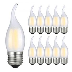 RANBOO Ampoule LED Flamme E27 4W équivalent 40W, Blanc Froid 6500K, 400 Lumens, Ampoules Bougie à Filament pour Lustres, Non-dimmable, Verre Dépolie, Lot de 10 (RANBOO, neuf)