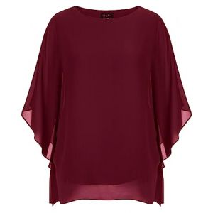 Hanna Nikole Dames Hauts Manches Chauve-Souris Grandes Tailles T-Shirt Maille Blouse Chemise Vin Rouge 46-48 (leisurelax-eu, neuf)
