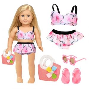 Maillot de Bain pour Poupée, Set de Bain pour Poupées, Tenue de Piscine de Poupées, Vêtements de Bain pour Poupée, avec Maillot de Bain Lunettes de Soleil Chaussures, pour Poupée 35-45 cm (MINGYANYA LIMITED, neuf)