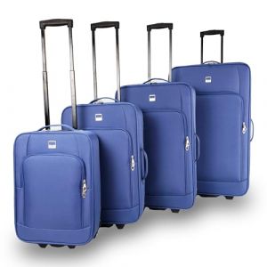 SIGN Valise en tissu à roulettes (bagage à main, moyen, grand, très grand), bleu, Lot de 4, Valise en tissu avec roulettes en ligne (Liif Shop EU, neuf)
