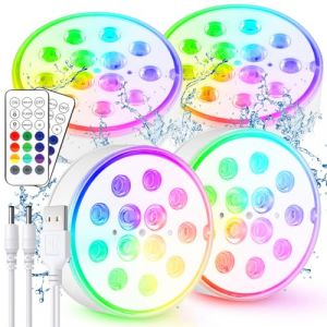 Czemo Lumière de Piscine LED Submersible Rechargeable avec Télécommande Éclairage Etanche Lampes IP68 Étanche Lumières Sous-marines Pour Aquariums, Baignoire, Étangs (Multicolore-4 pièces) (YIFU B-COMERCE S.R.L., neuf)