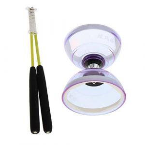 predolo Diabolo Unique &agrave; 3 Roulements avec B&acirc;tons et Ficelle, Jouet de Balle en Caoutchouc, Jouets de Coordination &oelig;il-Main pour Enfants, 5 Couleurs Au C, Violet (mubenbeo, neuf)