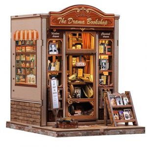 CUTEBEE Kit Book Nook Maquette - DIY Maison Miniature a Construire Bois, Miniature House Convient aux Adultes et Aux Jeunes, Cadeaux pour La Famille et Les Amis (The Drama Bookshop) (CUTE BEE, neuf)