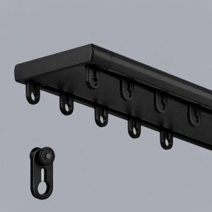 Rail &agrave; Rideaux Tringle Rideau Double Rideau Rail Plafond Aluminium 100cm 120cm 150cm Tringle &agrave; Rideaux Silencieuse &agrave; Rails &agrave; Double Rang&eacute;e pour Chambre &agrave; Coucher ou H&ocirc;pital Salon(Noir,2.30m) (REDLMY, neuf)
