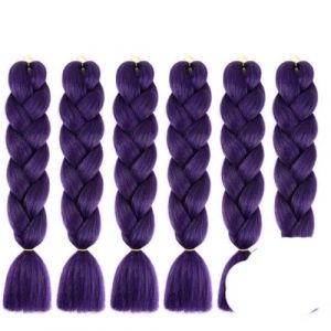 WBLSPA Extensions de Cheveux de tressage de Tresses Jumbo synthétiques pour Femmes Texture Noir Bleu Hair-A34-24inch-CHINA-6Pcs/Lot (guangzhouliyeshangmaoyouxiangongsi 85244, neuf)