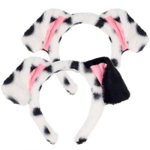 GWAWG Lot de 2 Serre-Têtes Oreilles de Dalmatien, Bandeau en Peluche Oreilles de Chien, Accessoire de Déguisement Animal Doux et Tombant pour Adultes et Enfants, Cosplay, Halloween, Carnaval, Fêtes (GWAWG, neuf)