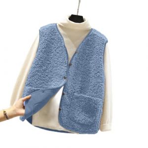 SYDUZAX Gilet Sans Manches Femme Doux Veste Automne Hiver Polaire Femme Chic et &Eacute;l&eacute;gant Blouson Matelass&eacute;e avec Boutons Femme Couleur Unie Manteau Femme Chaud Grande Taille avec Poches Confortables (Vnvf-Hnek, neuf)