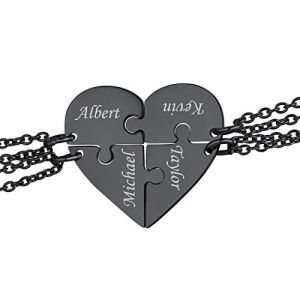 Suplight Heart Necklace Collier BFF Puzzle Coeur pour 4 Amies Pendentif S&eacute;parable Personnalis&eacute; pour Famille Enfant Maman (Suplight Jewellery, neuf)