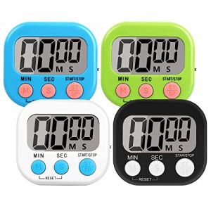 4 Paquets Alarme Forte Minuteur De Cuisine, Magnetique Time Timer avec Grand Écran LCD, Timer Enfant pour Étude, Exercer, Cuisson (BBQ-shop, neuf)