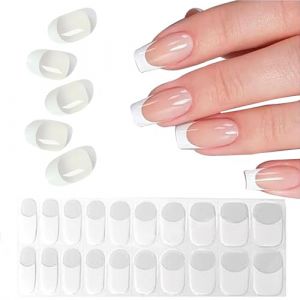 Hebterrka 20 pièces de bandes d'ongles en gel semi-durci, French Tip Gel Sticker pour UV, facile à utiliser et à enlever (Hebterrka, neuf)