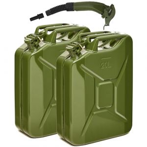 BW&reg; Jerrican en m&eacute;tal pour carburant - 2 x 20 l - Avec bec verseur - Vert olive - RAL 6003 - Certifi&eacute; T&Uuml;V et homologation ONU - Fabriqu&eacute; en Europe (let's build brands, neuf)