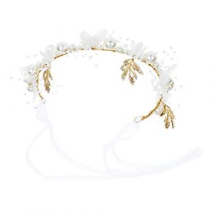 DEARMAMY Couronne De Fille De Fleur Perles Et Accessoire De Mariage Élégant Pour Tiare Princesse Pour Déguisement Et Événements Spéciaux (Liiane, neuf)
