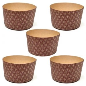 Moule &agrave; Panettone Premium de Qualit&eacute; 1 Kg (5pcs) - Rev&ecirc;tements de Panettone Professionnels en Papier Ondul&eacute; Pure Cellulose au Micro-ondes Con&ccedil;us pour Panettone, R&eacute;sistants &agrave; la Chaleur 220&deg;C (Family At Home, neuf)