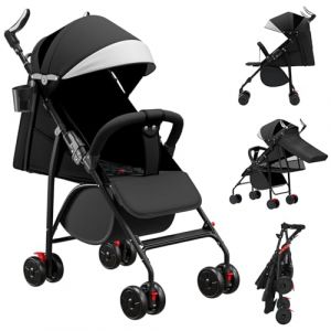 MUL-BOUTIQUE Poussette Canne,Poussette Canne Compacte 0-36kg,Poussette de Voyage avec Cotons et Moustiquaire,Panier D'achat avec Fonction Extensibler (1G-noir, Double prise) (qhtxzyh, neuf)