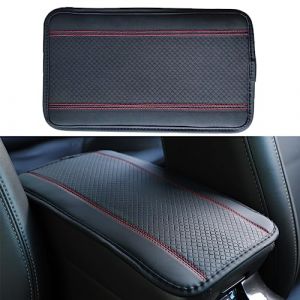 Coussin pour Accoudoir de Voiture Accessoire Voiture Interieur en Cuir PU Tapis D'accoudoir de Voiture Adapt&eacute; &agrave; La Plupart Des V&eacute;Hicules,SUV,Int&eacute;rieur de Voiture de Camion (Noir Rouge) (seven-7, neuf)